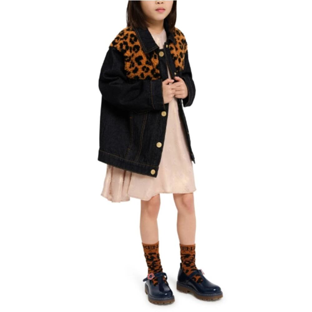 Kenzo Kids Girls Gold Logo Flutter Jacquard Lamé Dress Size 10A - Picture 2 of 13